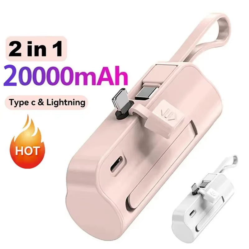 20000Mah Mini Portable Power Bank External Battery Plug Play Power Bank Type-C Fast Effective Charger for Iphone Samsung Huawei